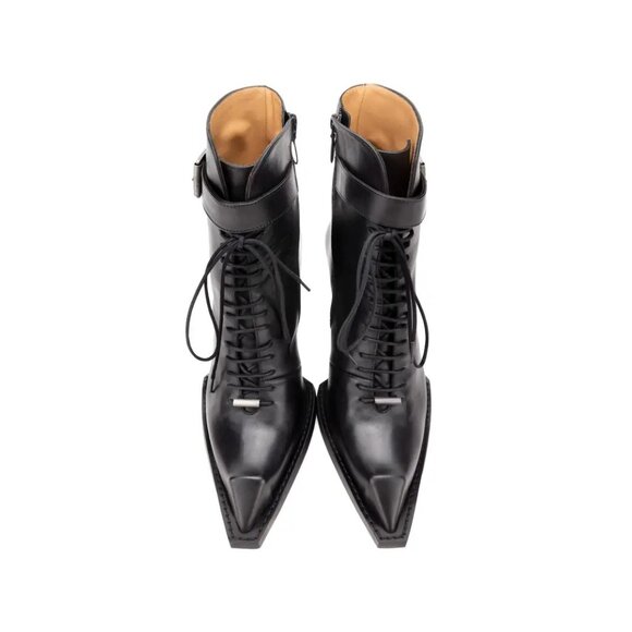 Fluevog Swordfish Hi Cubist Cupcake Lace-Up Ankle Boots - Black - Women's 10.5 - Picture 2 of 6